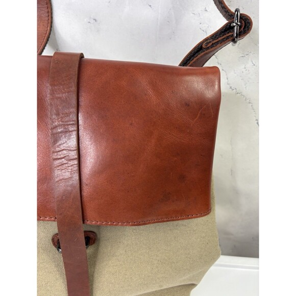 DUDU Vera Pelle Leather Canvas Crossbody Messenger Bag Postman Handbag Brown - Picture 7 of 16